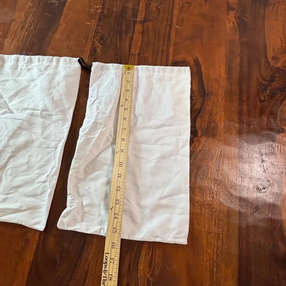 Larroude White Cotton Canvas Shoe Dust Bags Set of 2 Logo Print Travel Pouches